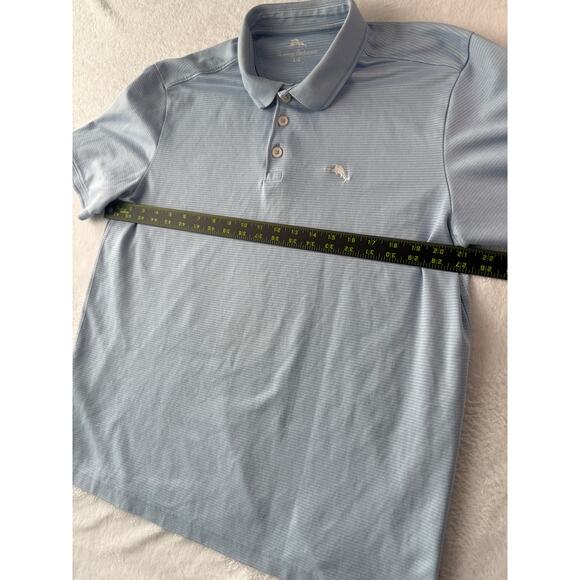 Tommy Bahama Mens Polo Size Large Athletic Striped Blue Golf Shirt - Picture 3 of 9